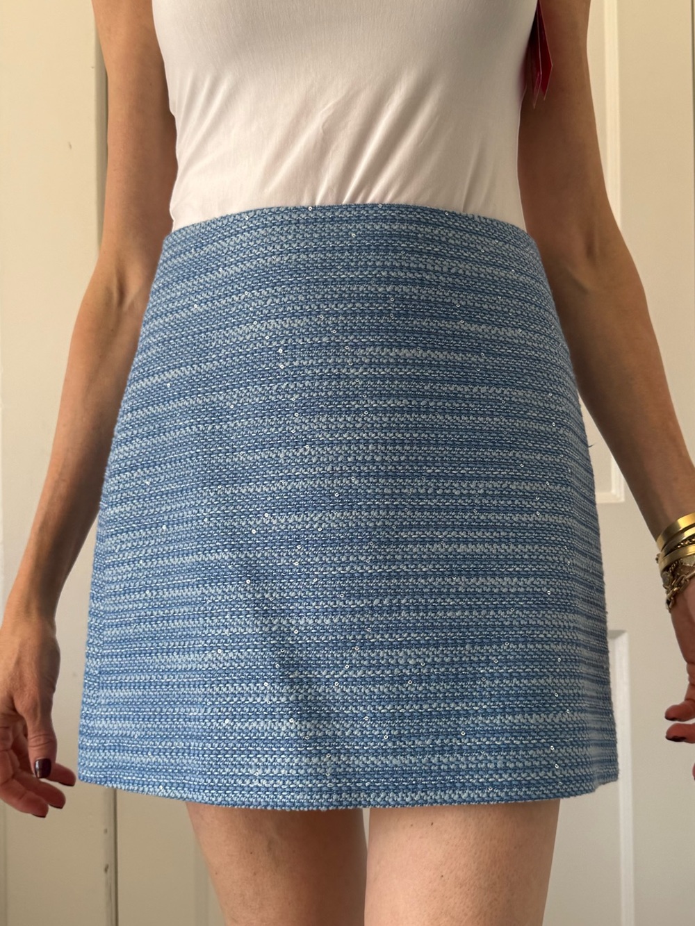 J. Crew Light Blue Tweed Mini Skirt